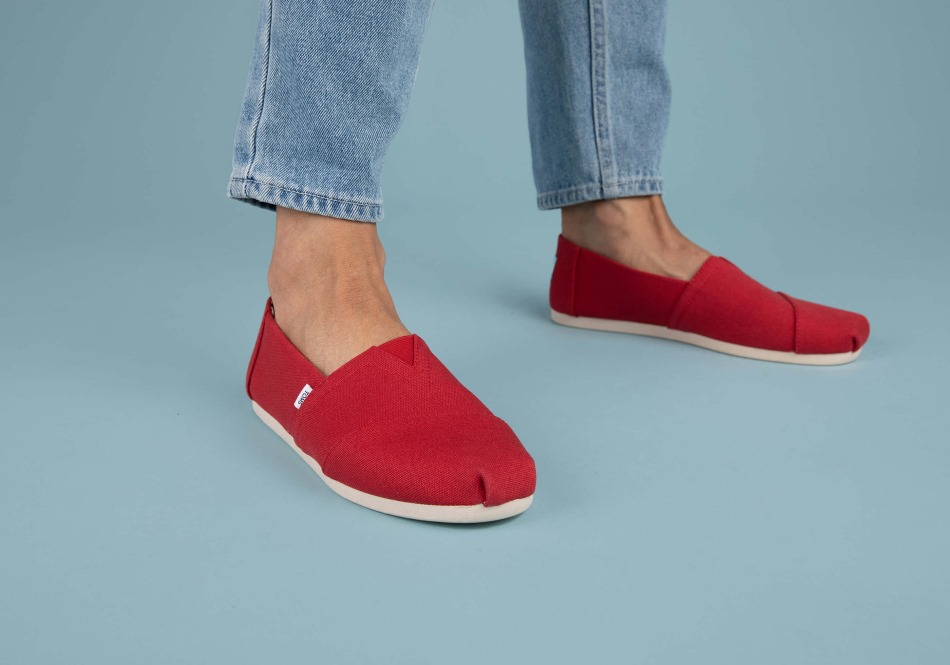 Alpargata Recycled Toms βαμβακερό καμβά κόκκινο
