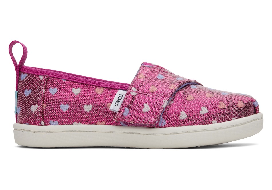 Toms Tiny Alpargata Glimmer καρδιές φούξια