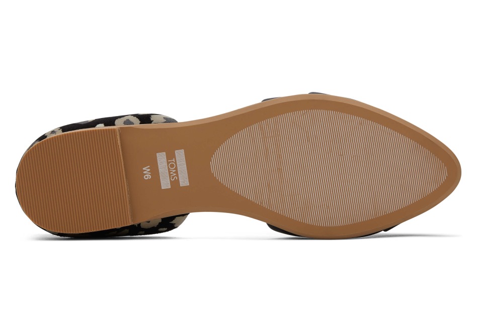 επίπεδη μαύρη λεοπάρδαλη Toms Jutti D'orsay