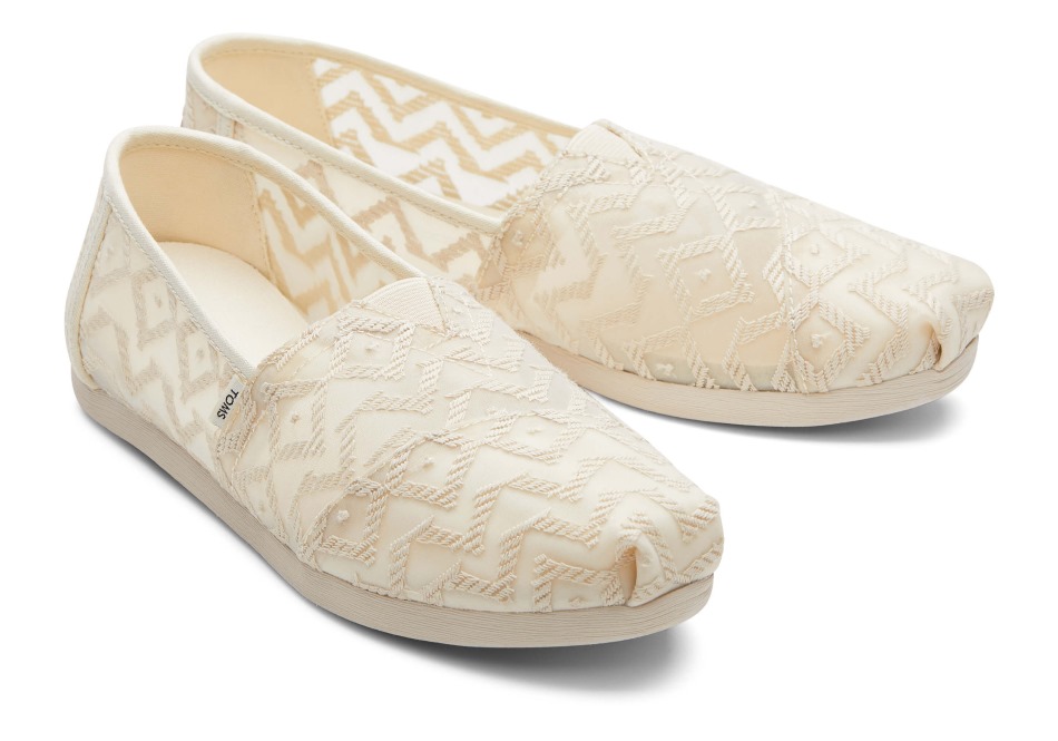 Toms Alpargata Chevron δαντέλα φυσικό Chevron