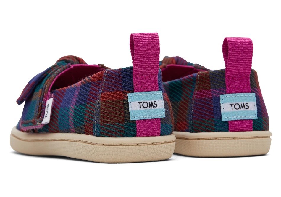 Toms Tiny Alpargata καρό φιόγκο καρό φούξια